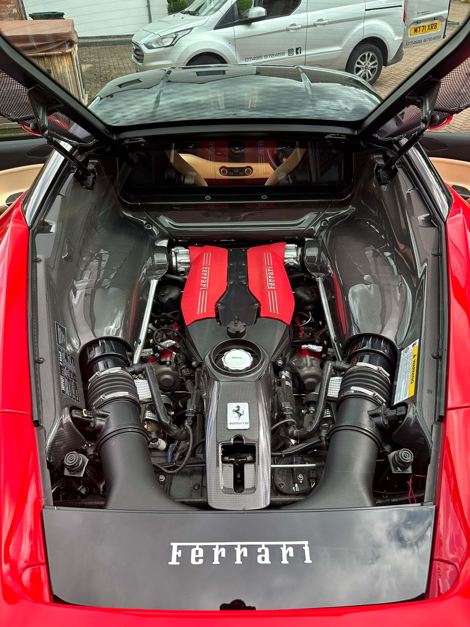 Detailed Ferrari engine bay